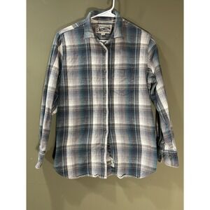 Schott NYC Womens Cotton Plaid Flannel Shirt Sz Med Workwear Rugged Outdoor